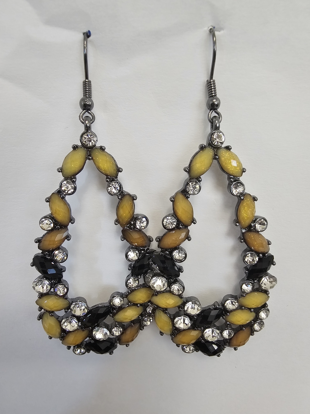 Yellow & Black Teardrop Crystal Earrings - Women Jewelry